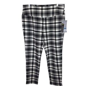 Slim-sation Plaid Leggings Women XL Black White NEW Tummy Control Slimming Pant